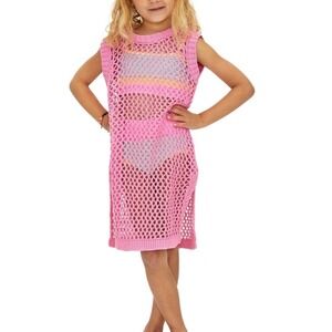 Beach Riot Holly Girls Pink Swim Cover Up Dress Sleeveless Sz 13/14 100%cotton